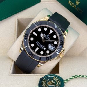 Rolex Yacht-Master 42 Yellow Gold 226658 Black Two-Piece Oysterflex Strap