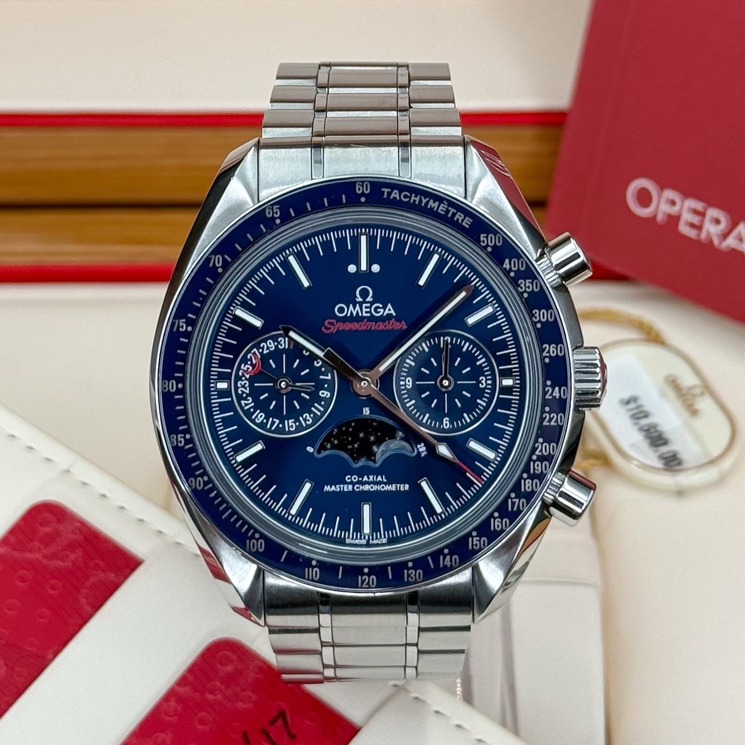 OMEGA Speedmaster Blue Dial Moonphase On Factory Bracelet 304.33.44.52.03.001 - Image 3