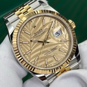 Rolex Palm Motif Dial Datejust 36 126233 Yellow Gold Rolesor Jubilee Flutted